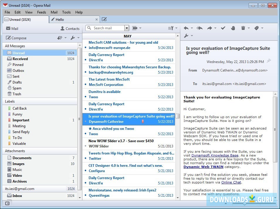 opera mail win7