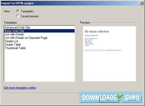 Export database report