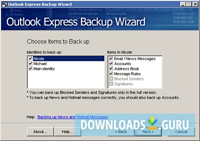 Outlook Express Backup Wizard