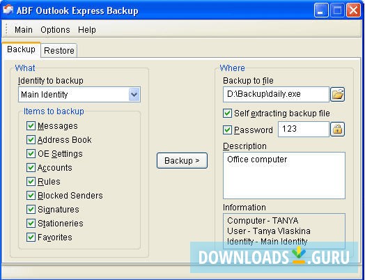 Outlook Express Backup
