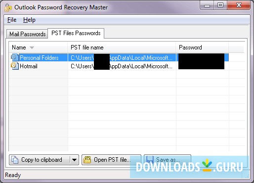 PST file passwords