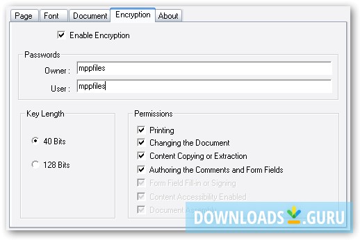 Encryption properties