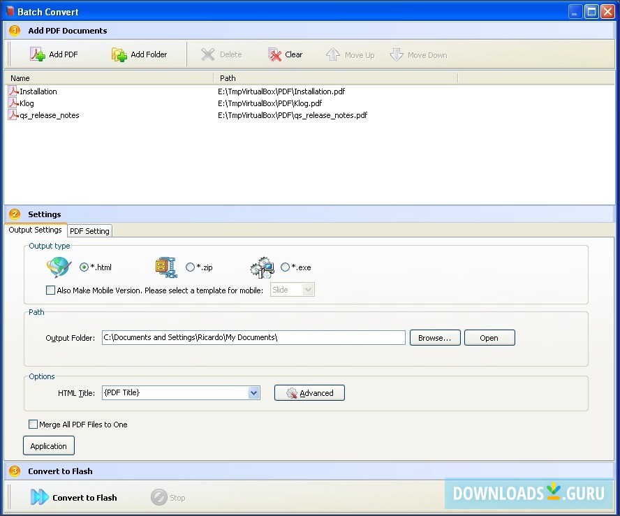 Batch Convert Window