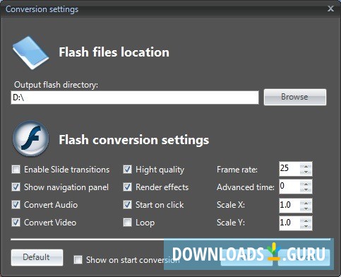 Conversion Settings Window