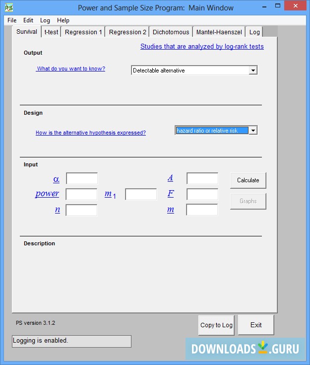 PS: Power and Sample Size Calculation