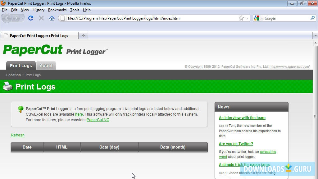 PaperCut Print Logger