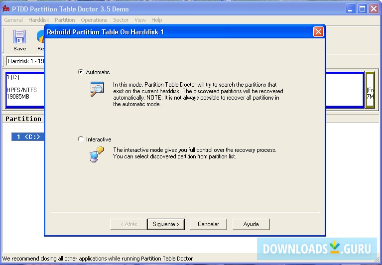 rebuild partition table