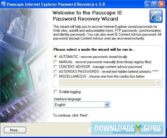 Passcape Internet Explorer Password Recovery