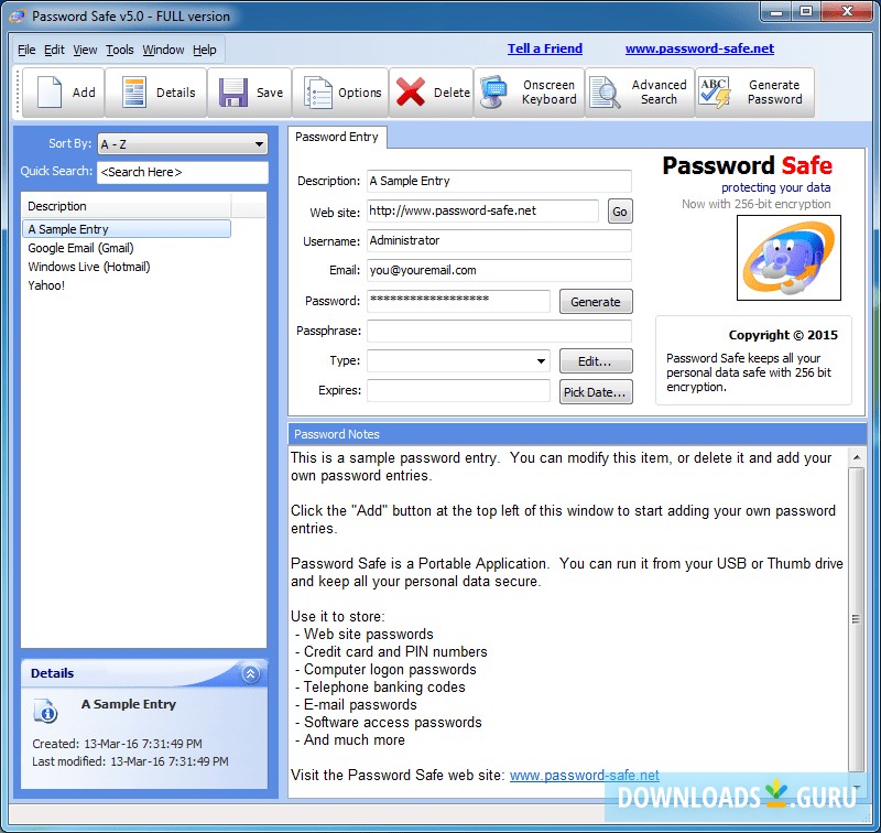 pwsafe screenshot windows 10