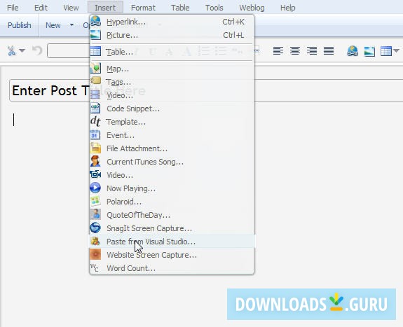 Paste from Visual Studio for Windows Live Writer