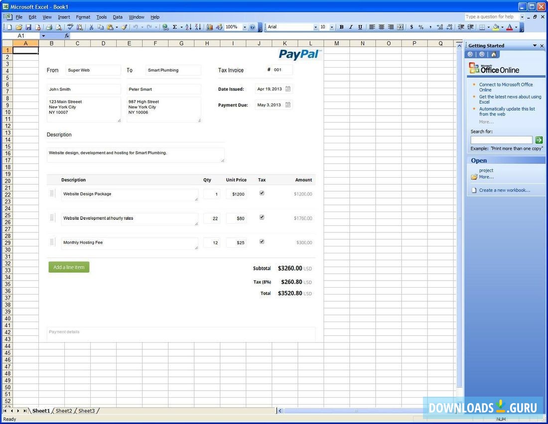 PayPal Invoicing Template for Microsoft Excel