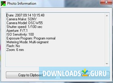 Photo information window