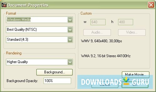 Photo to movie properties