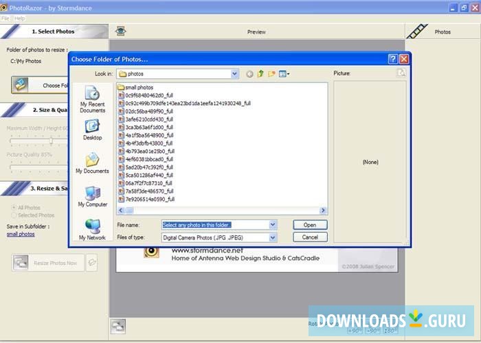 Importing images from folders to resize.