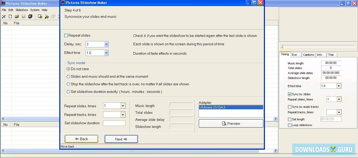 Synchronize slides with music