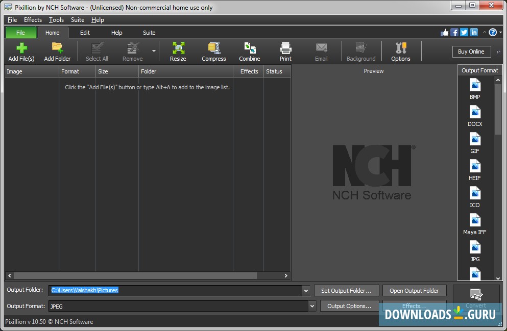 downloading NCH Pixillion Image Converter Plus 11.45