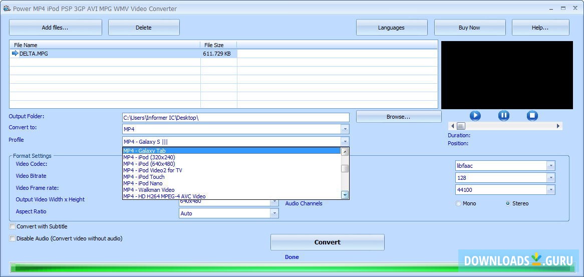 MP4 Profile Selection