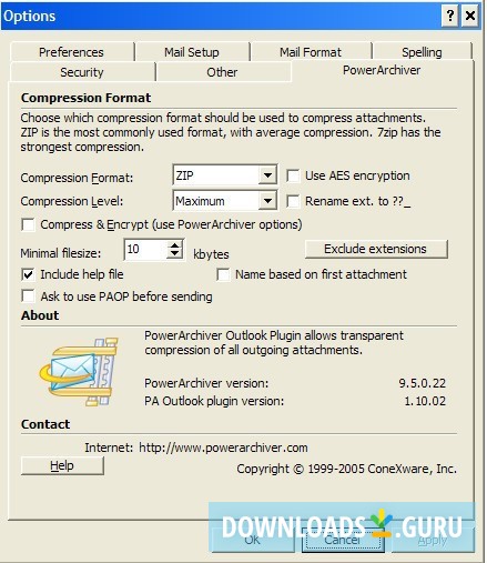 PowerArchiver Outlook Plug-in