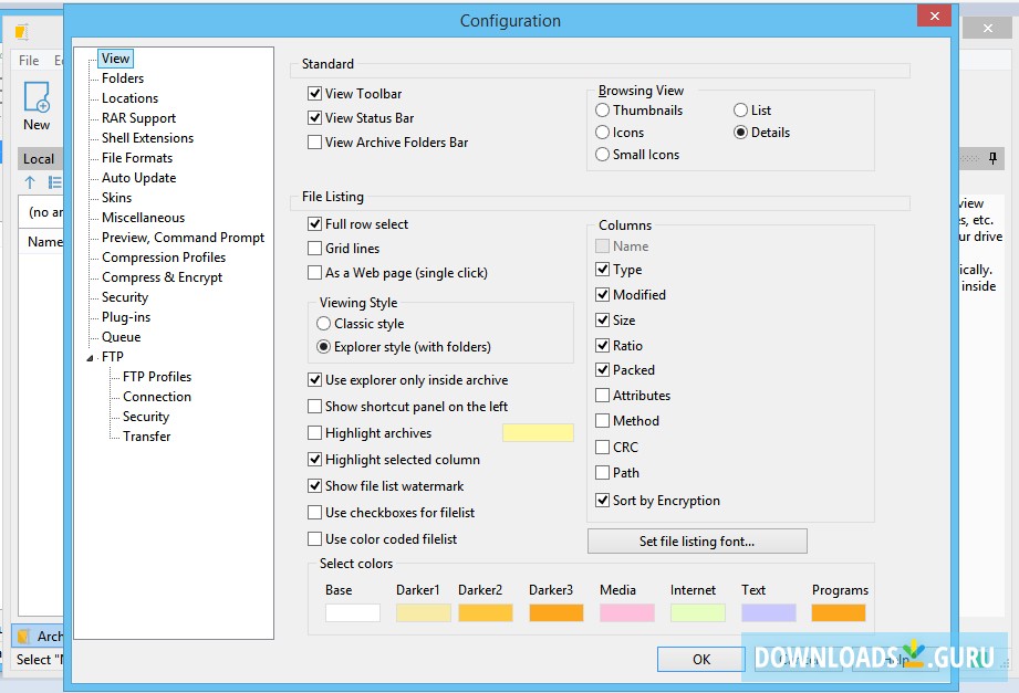 Configuration window