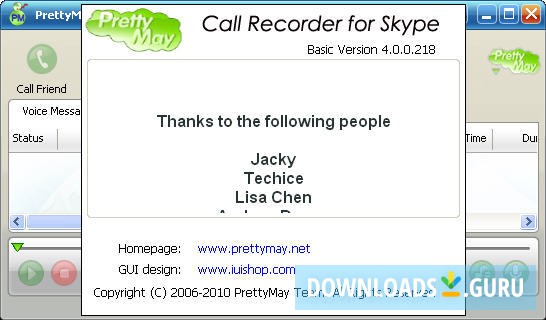 PrettyMay Call Recorder for Skype - Basic