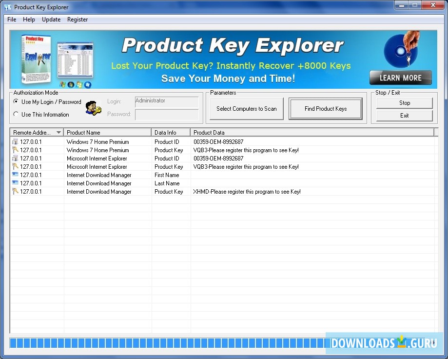 product key explorer register