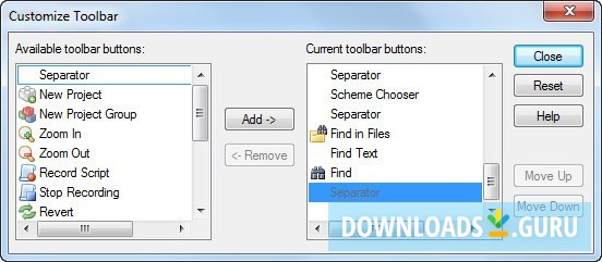 Customize Toolbar