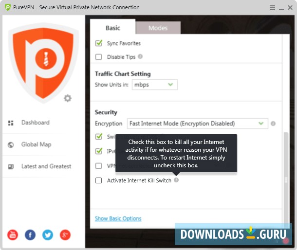 PureVPN Windows Settings Menu