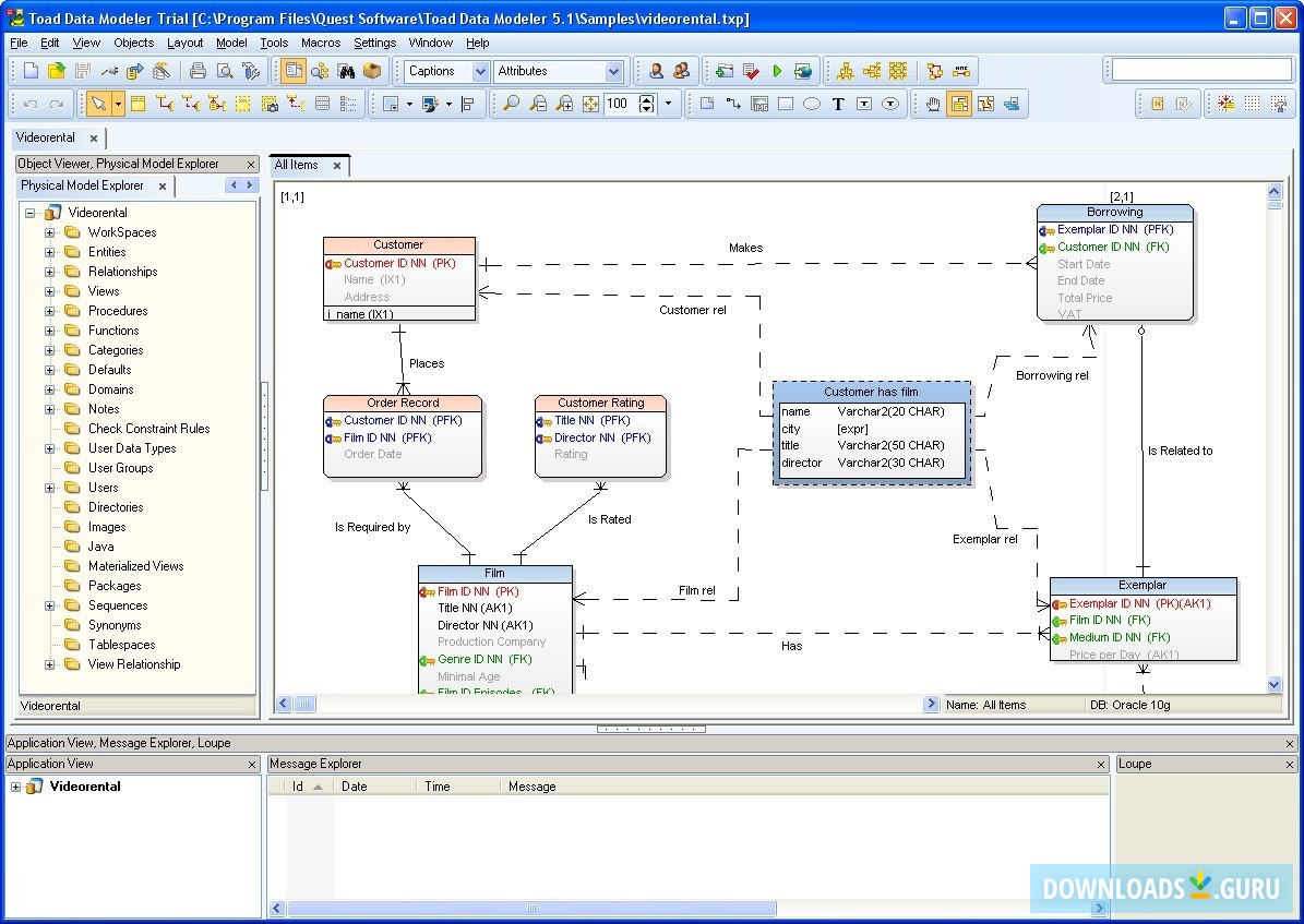 toad data modeler compare models