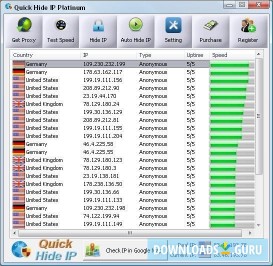 Sorted by Proxy Speed