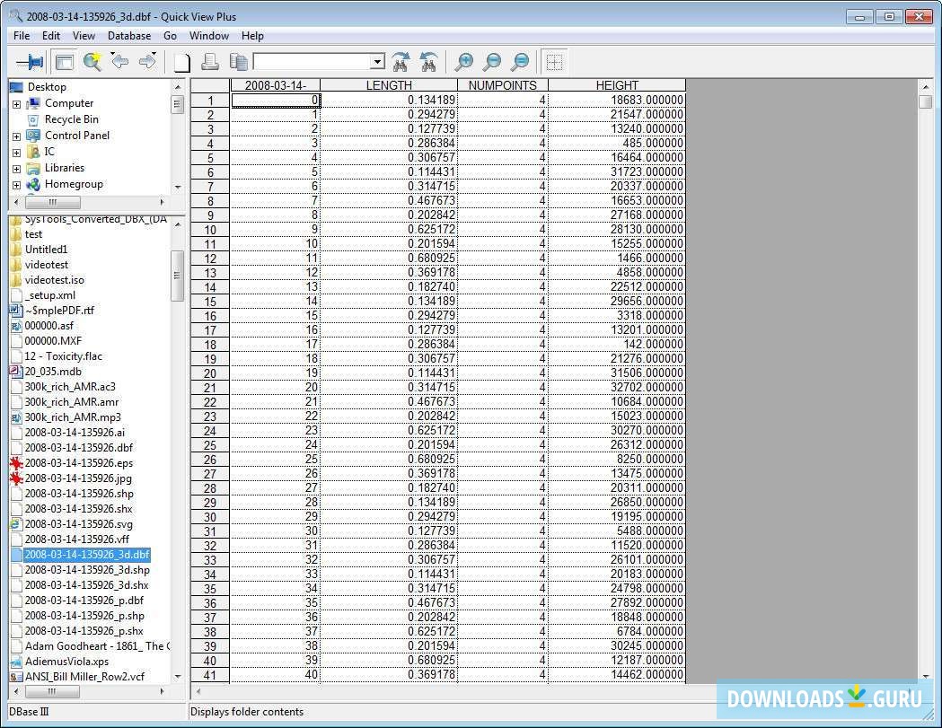 Viewing DBF Database