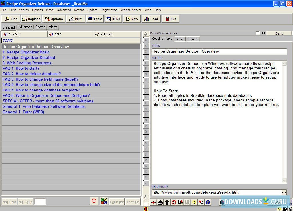 RECIPE ORGANIZER DELUXE