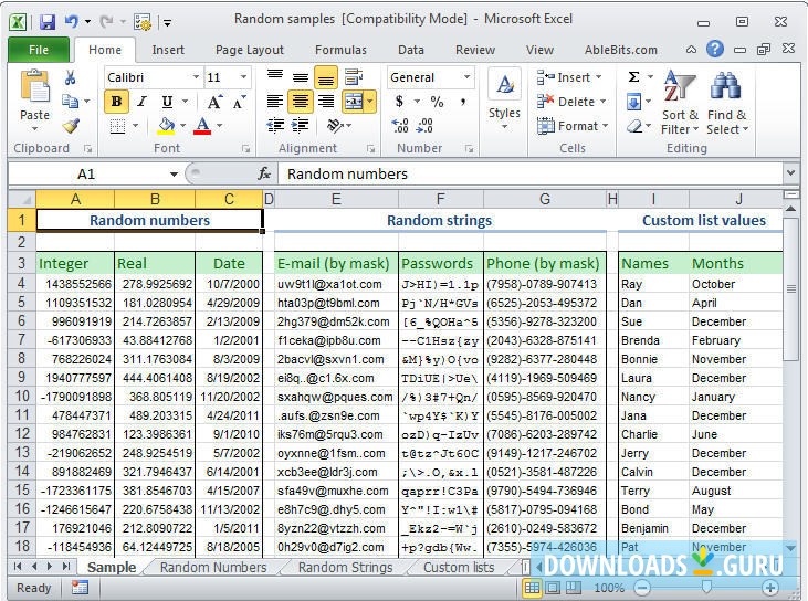 Download Random Generator for Microsoft Excel for Windows 10/8/7