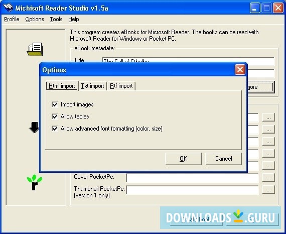 Text File Options Dialog