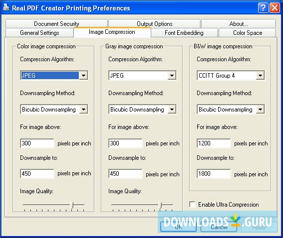 Image Compression Settings