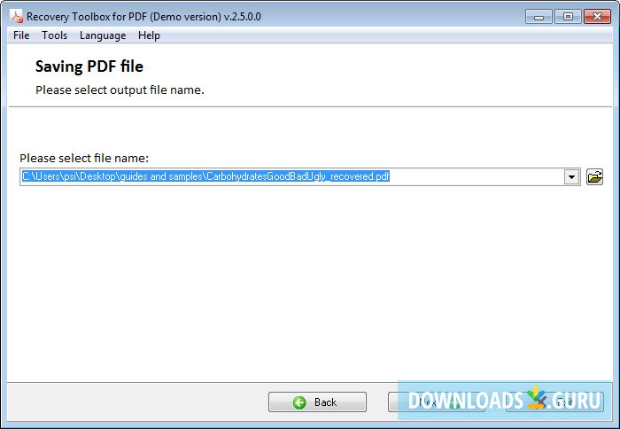 Choosing Output Name