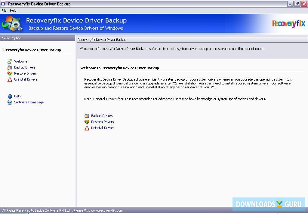 Recoveryfix Device Driver Backup