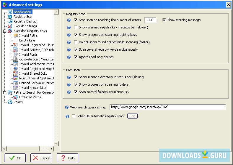 Advanced Settings Window