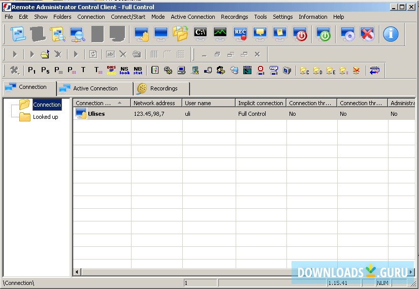 RAC Client main window
