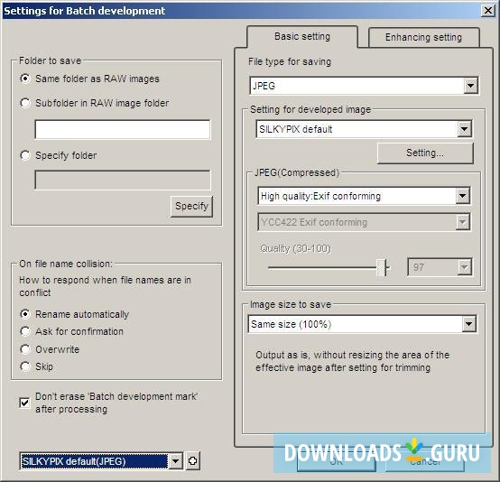 Batch Conversion Settings