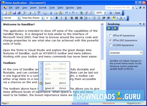 SandBar for Visual Studio 2005