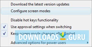 Screen mode option menu