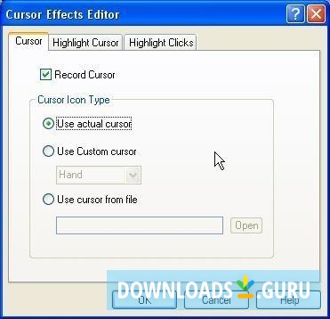 Cursor effects editor