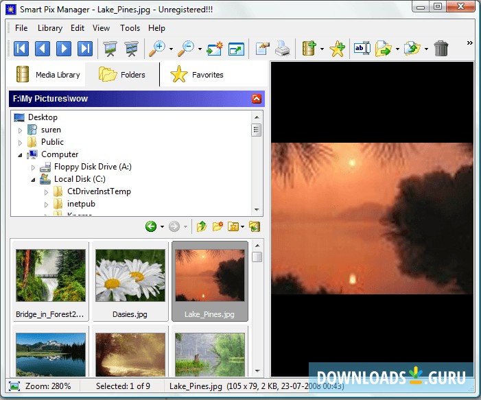 Browsing files and folders for images.