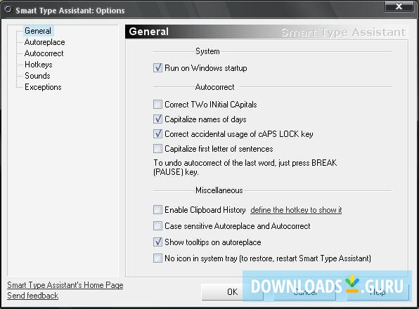 Options dialog