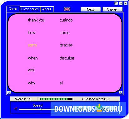 Spanish dictionary added to the program.