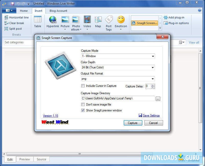 SnagIt Screen Capture Plugin for Windows Live Writer