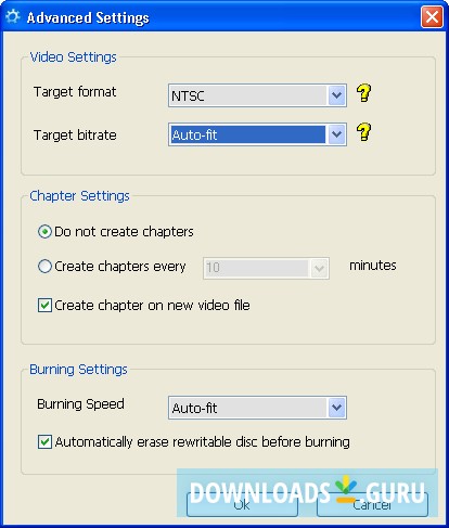 Advanced Settings Window