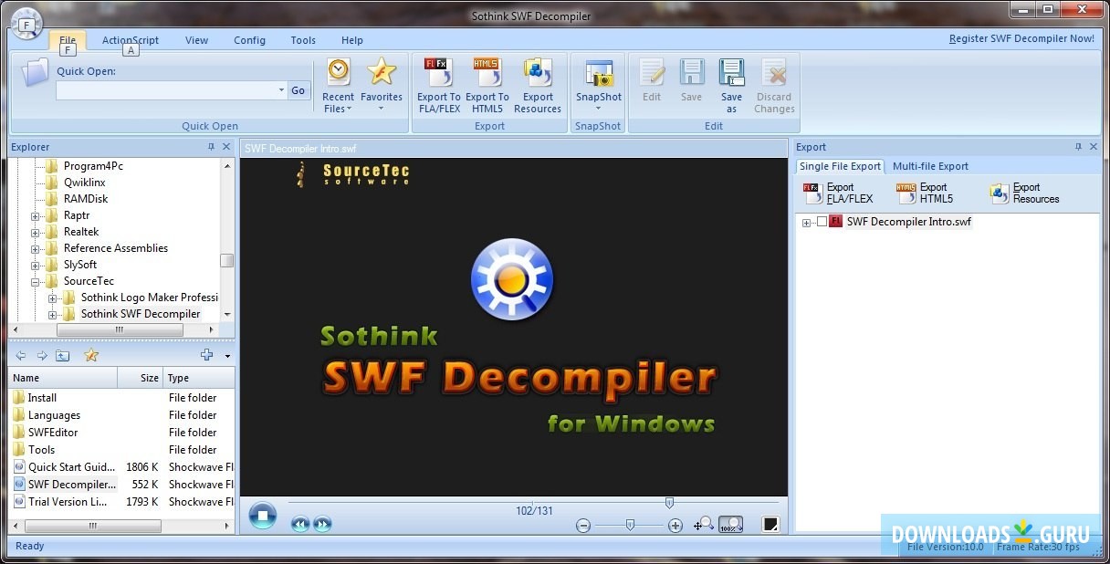 sothink swf decompiler not workink