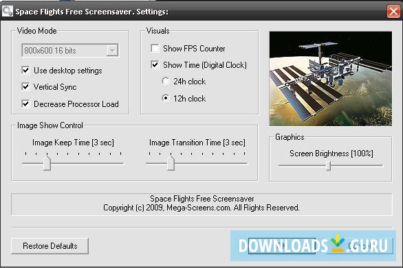 Space Flights Free Screensaver