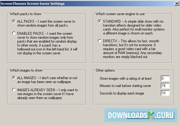 Screensaver Settings